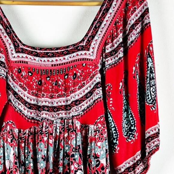 new with tag Free people size Large boho Bohemia Red Patterned woman's Dress - Picture 5 of 14